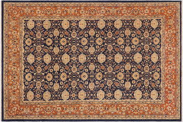 handmade Transitional Kafkaz Chobi Ziegler Blue Dull Orange Hand Knotted RECTANGLE 100% WOOL area rug 9 x 12